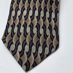 Elegant Brown and Black Men's TieVTG LOUIS ROTH Men’s 100% SILK Grey/Browns/Blue
